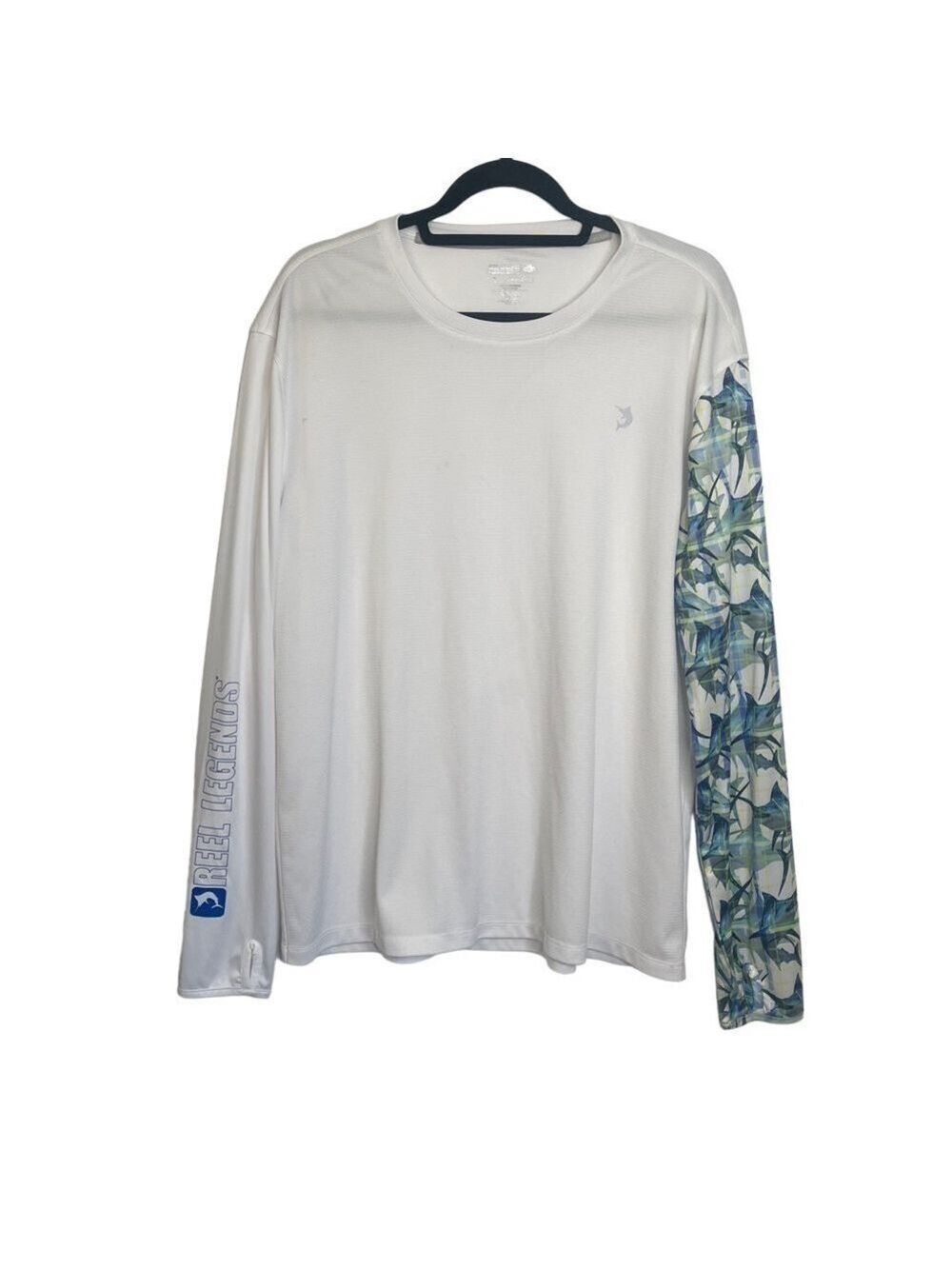 Reel Legends Men’s White Fish Print Long Sleeved Lightweight Fishing T-Shirt